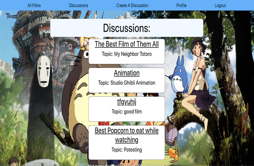 screenshot of Studio Ghibli forums